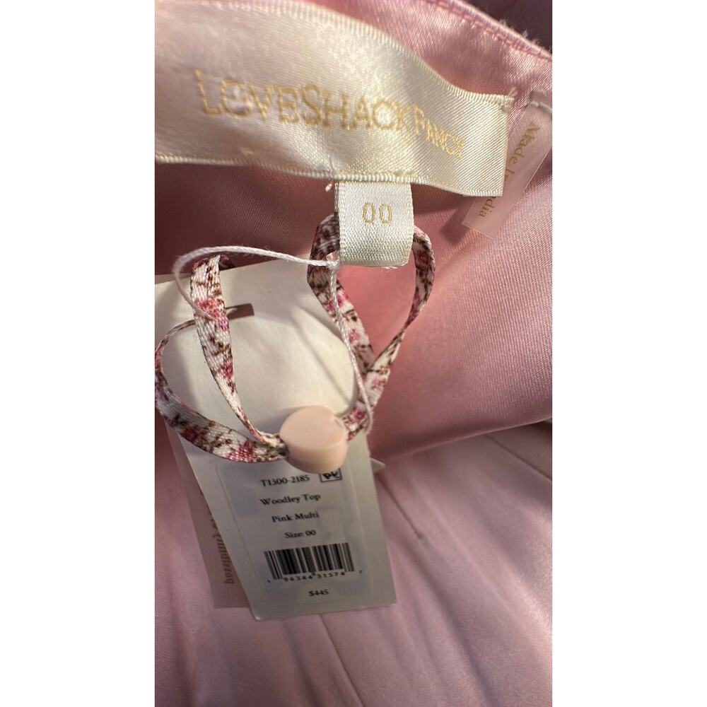 Woodley Corset Top Pink Multi LoveShackFancy 00 NWT Satin Velvet Whimsy - Picture 6 of 6